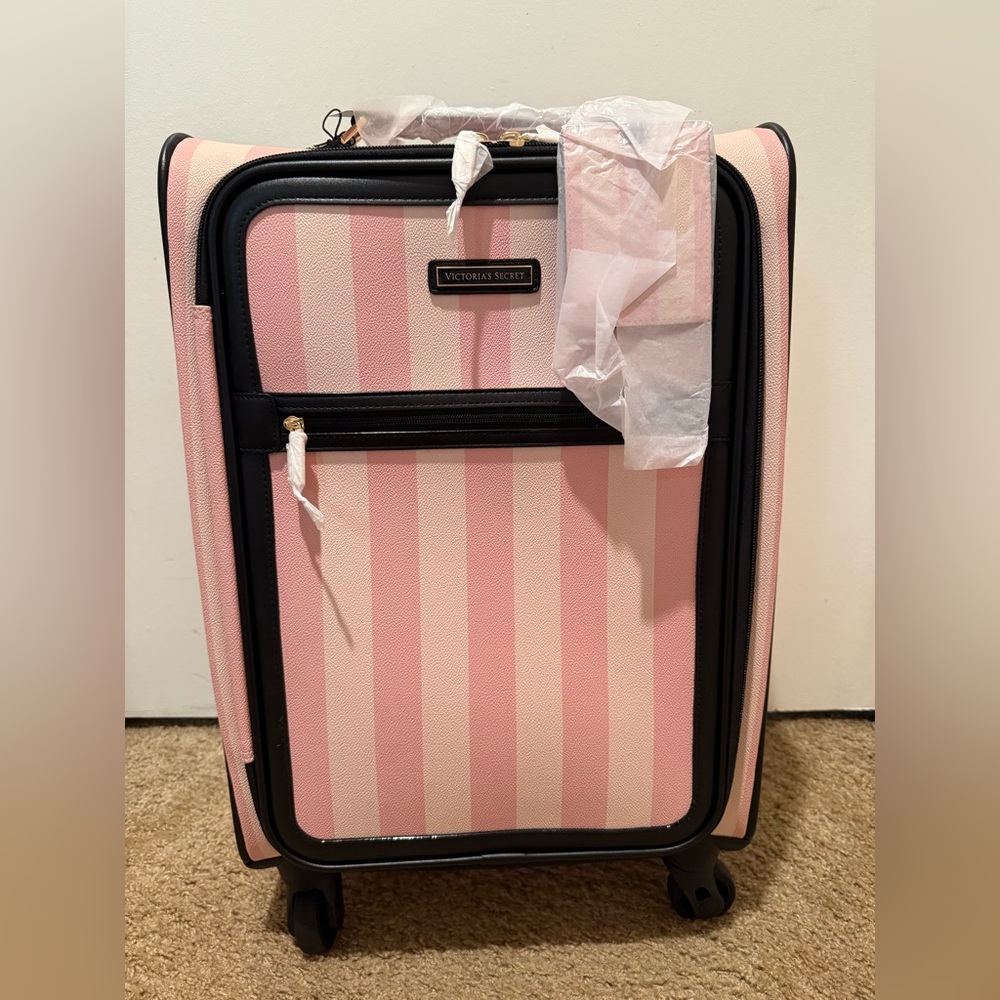 Victoria's Secret Pink and Black Striped Luggage